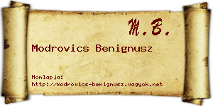 Modrovics Benignusz névjegykártya